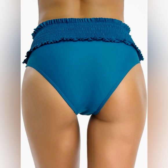 🏖️SHEKINI Ruched/Smocked High Waisted Swim Bottom🏖️ NWT - Picture 4 of 14